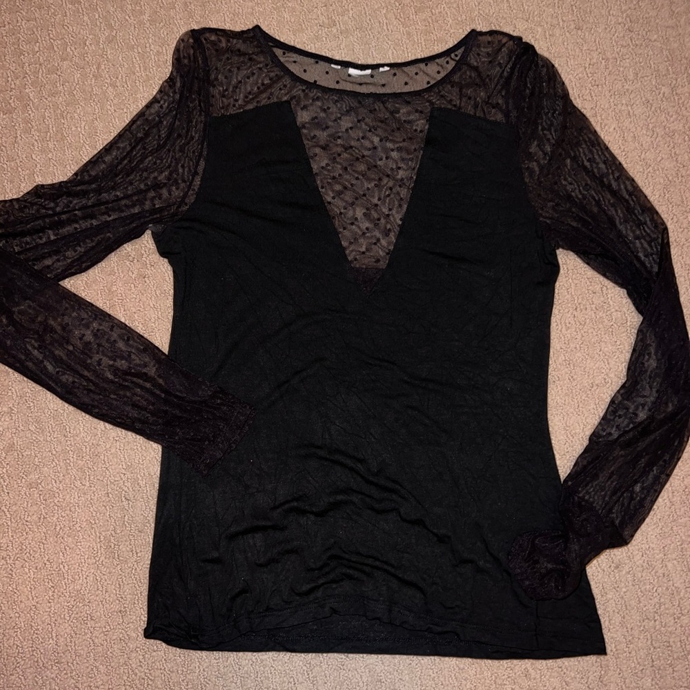 Elegant Black Sheer Women's Top